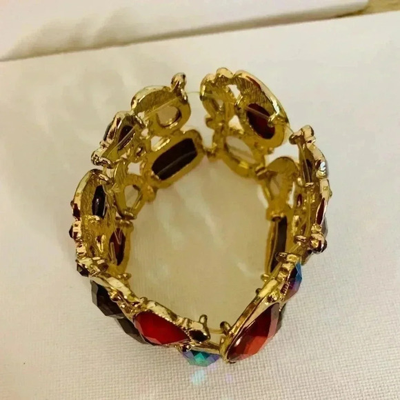 Gold Toned Jeweled Stretch Fashion Bracelet - Picture 3 of 3